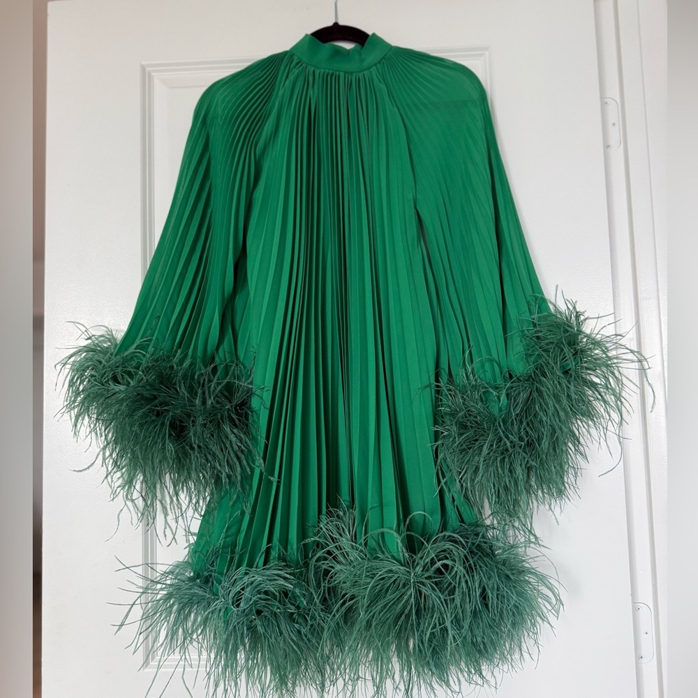 Like new PATBO Pleated Feather Trim Mini Dress $2,200 0 - Picture 6 of 11